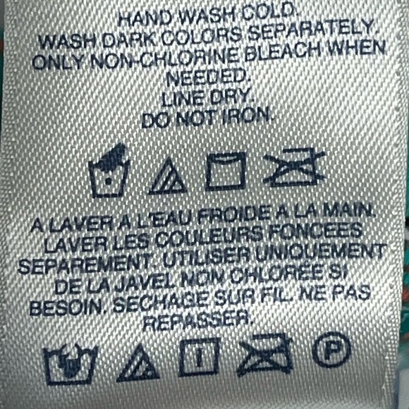 Lands' End Teal Patterned Long Sleeve Swim Top Rash Guard - Picture 4 of 5